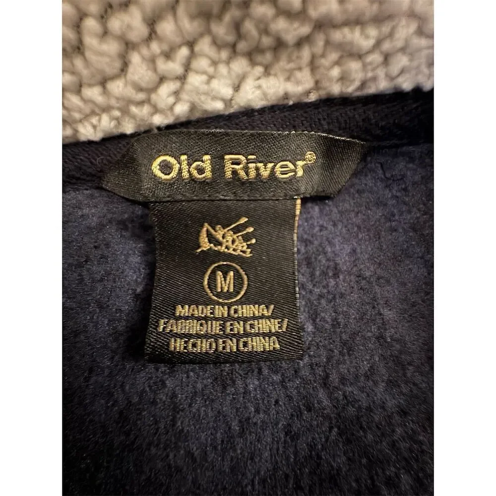 Old River Men's 1/4 Zip Navy Blue Pullover Sweater Size M Casual Knit